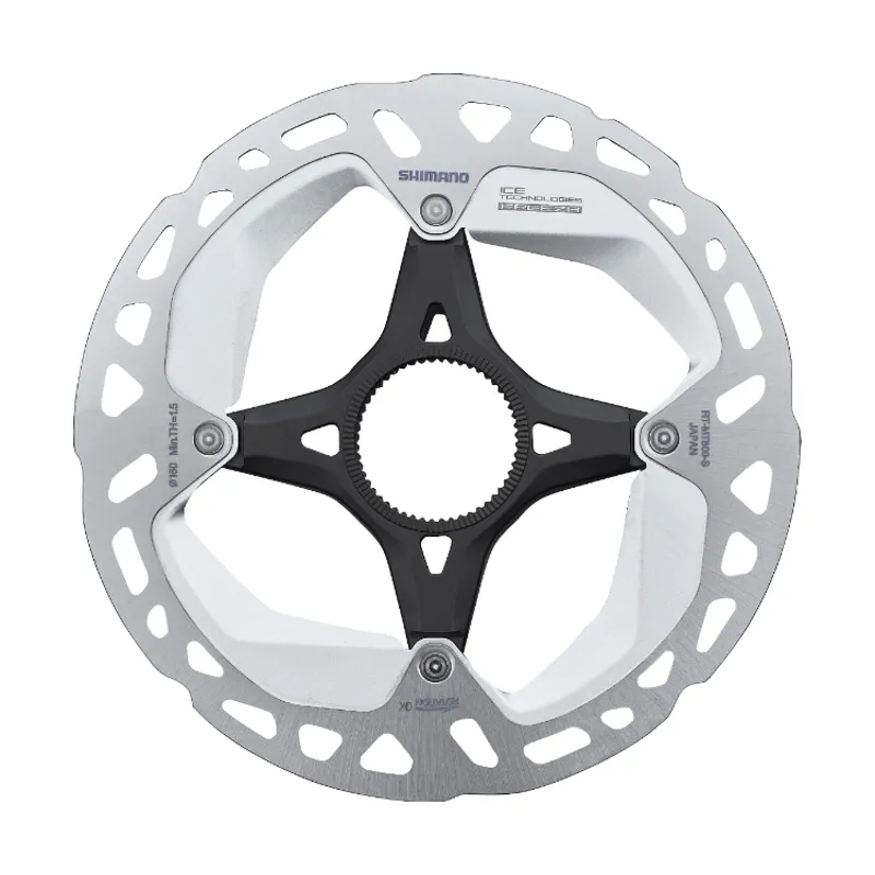 SHIMANO RT-MT800 DEORE XT 160mm DISC ROTOR ICE-TECH FREEZA CENTERLOCK INTERNAL SERRATION W/LOCKRING IN SILVER-1
